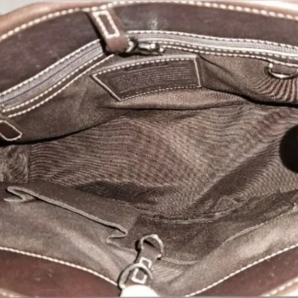 COACH Hampton Wool Plaid Satchel with Brown Leather Trim & Wristlet